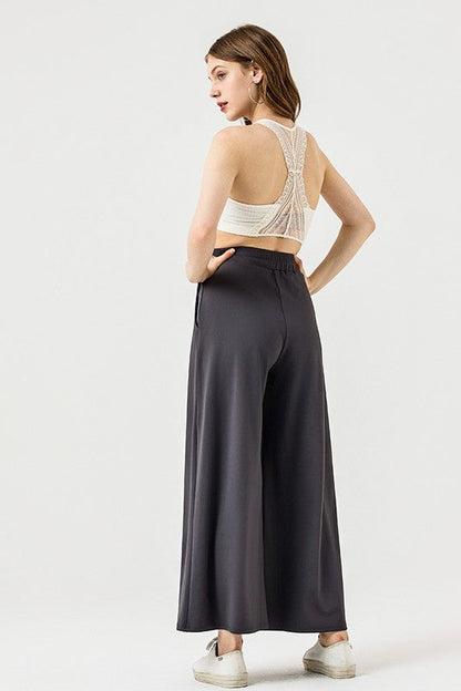 Plus Stretch Yoga Knit Wide Leg Palazzo Pants