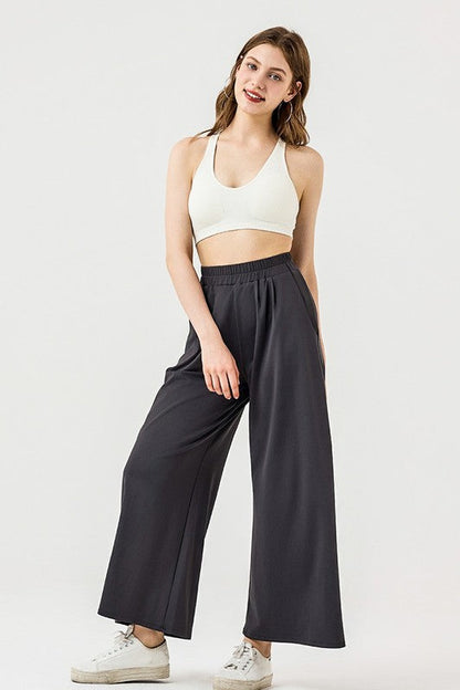 Plus Stretch Yoga Knit Wide Leg Palazzo Pants