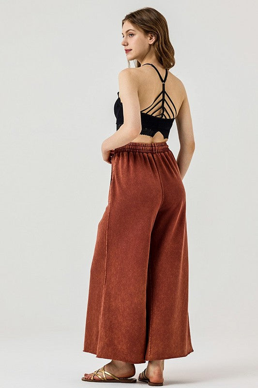 Plus Washed Raw-Edges Outline Pockets Pants