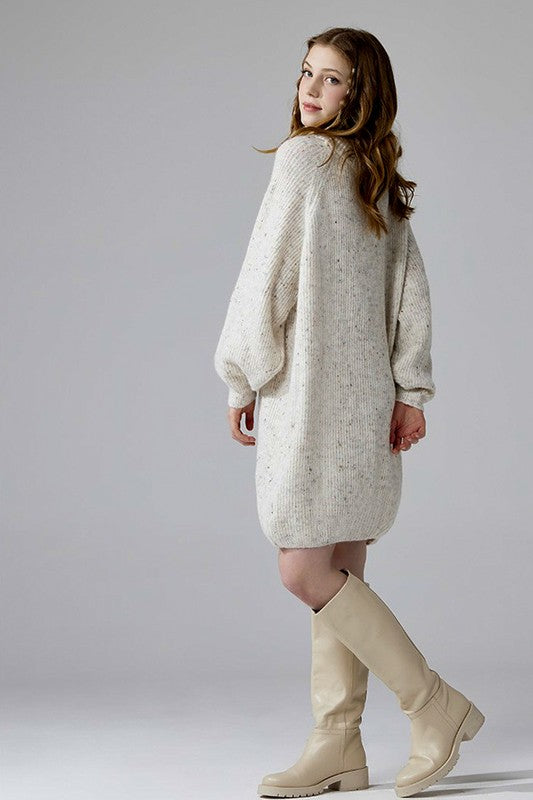 Turtleneck Balloon Confetti Sweater Dress