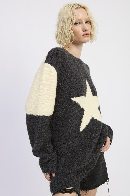 Emory Park Oversized Sweater with Star Print