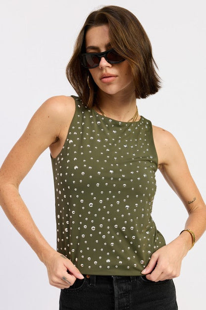 Emory Park Metal Hotfix Knit Tank Top