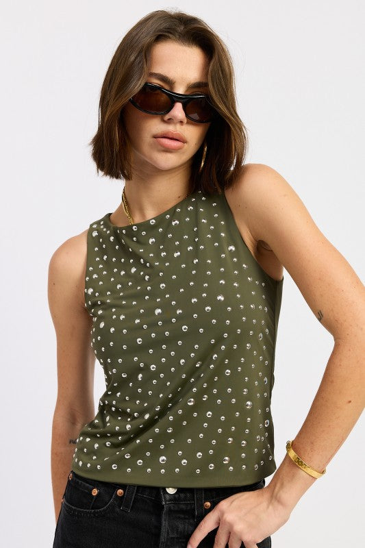 Emory Park Metal Hotfix Knit Tank Top