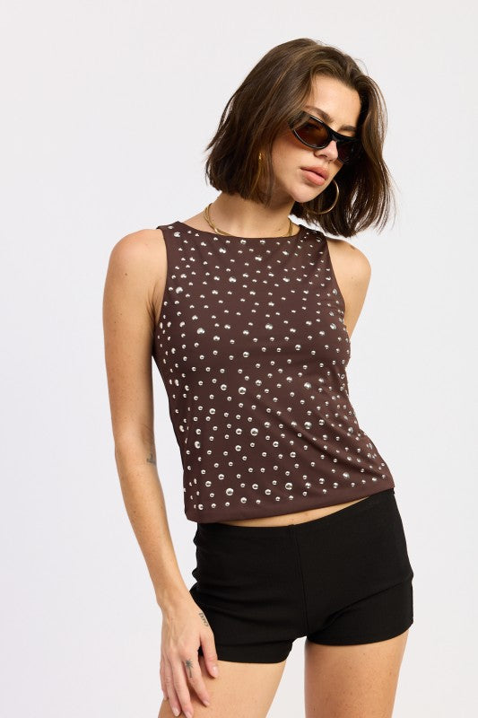 Emory Park Metal Hotfix Knit Tank Top