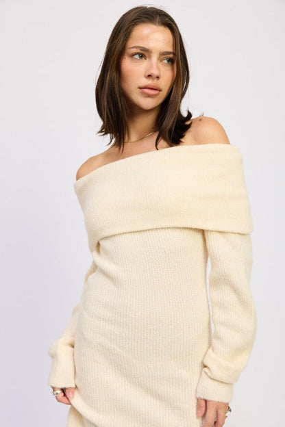 Emory Park Long Sleeve Off Shoulder Mini Knit Dress