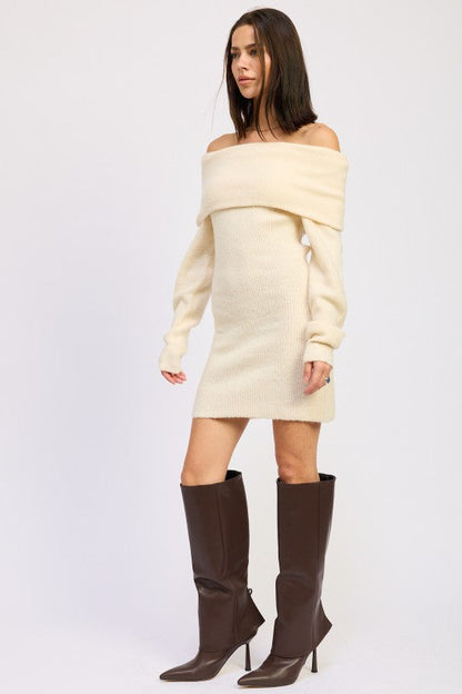 Emory Park Long Sleeve Off Shoulder Mini Knit Dress