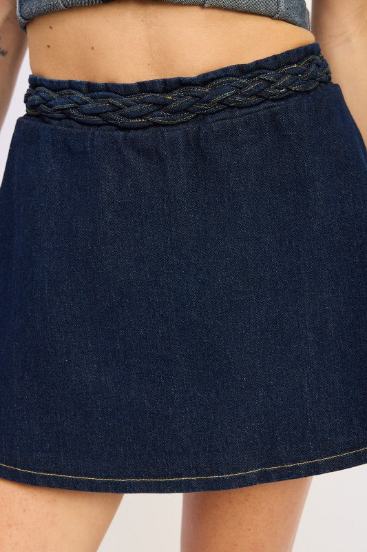 Emory Park Denim Skort with Elastic Waistband