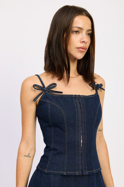 Emory Park Denim Bustier Top with Zipper