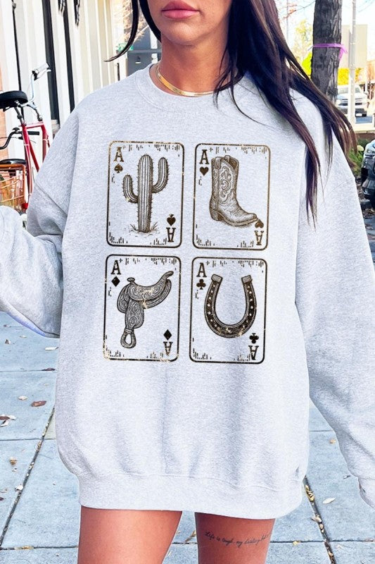Western Cowgirl Card Graphic Sweatshirt