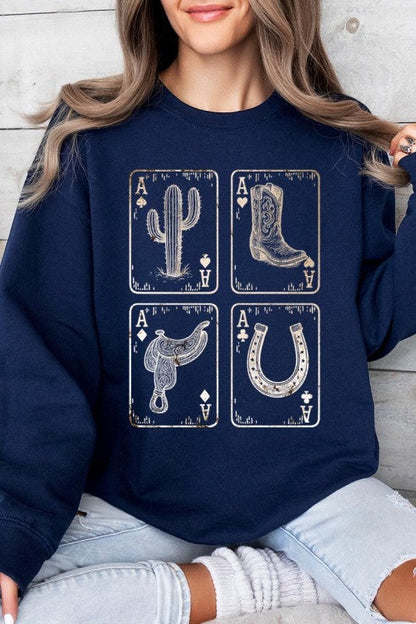 Western Cowgirl Card Graphic Sweatshirt