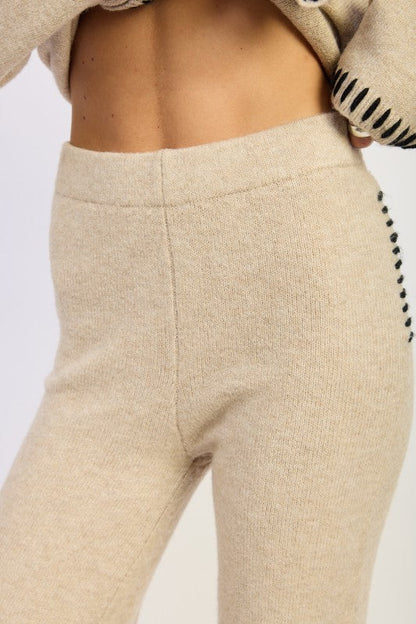 Emory Park Wide Leg Pants with Blanket Stitching