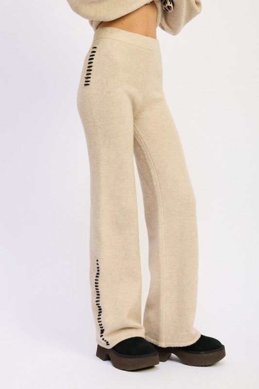 Emory Park Wide Leg Pants with Blanket Stitching