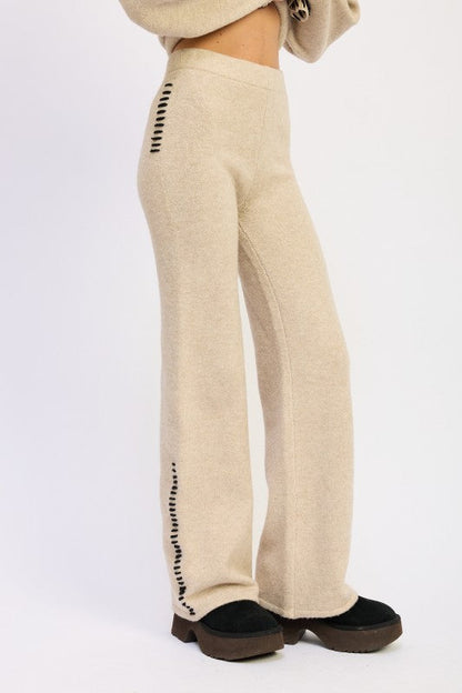 Emory Park Wide Leg Pants with Blanket Stitching