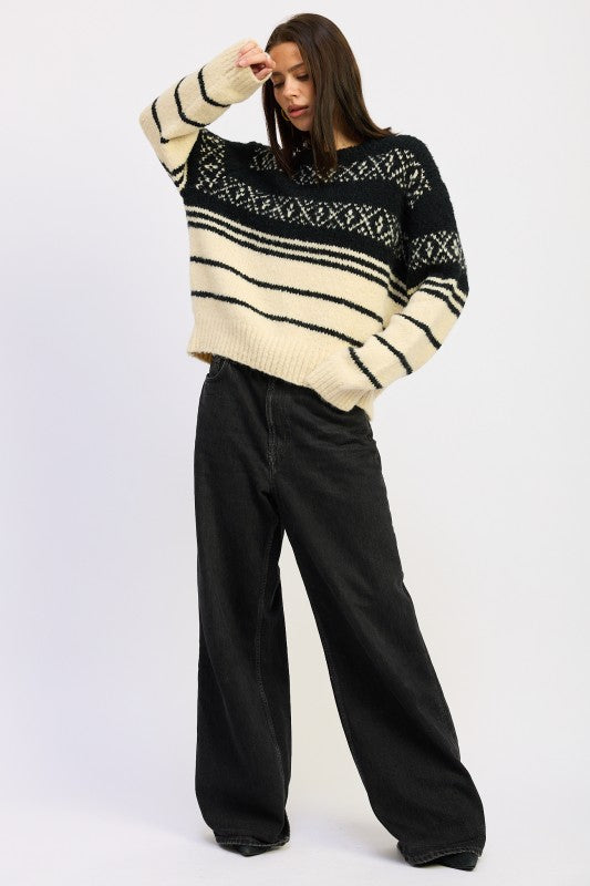 Emory Park Fair Isle Striped Oversize Sweater