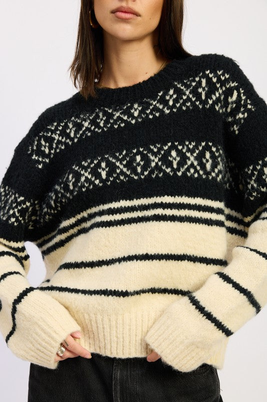 Emory Park Fair Isle Striped Oversize Sweater