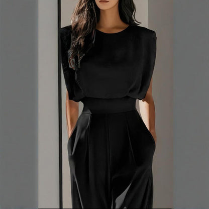 Women’s wide-leg short sleeve jumpsuit