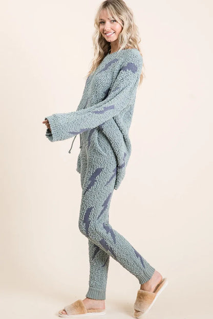 BiBi Cozy Soft Hairy Popcorn Sweater Pants