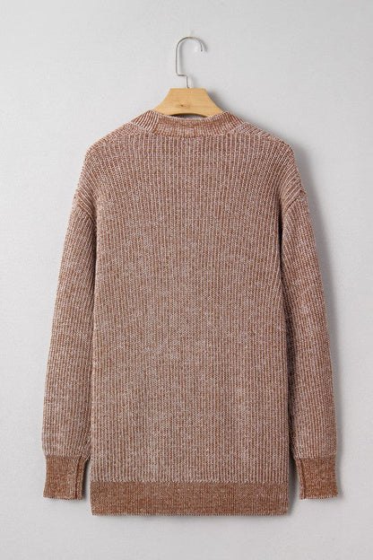 Solid Knit Open-Front Pocketed Cardigan