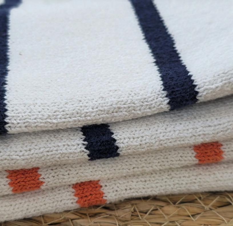 Women’s Knit Button Cardigan with Striped Short Sleeves