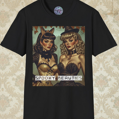 Spooky Beauties Retro Pin-up Couple | Vintage Aesthetic Tee