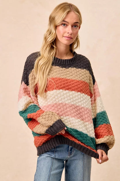 BiBi Stripes Color Block Chunky Sweater