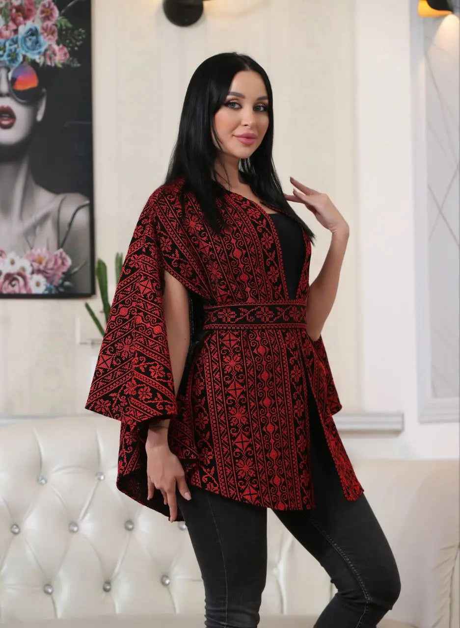 Elegant Heritage Embroidered Cape - Timeless Style & Comfort