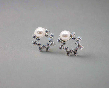 Pearlescent Elegance White Gold Earrings