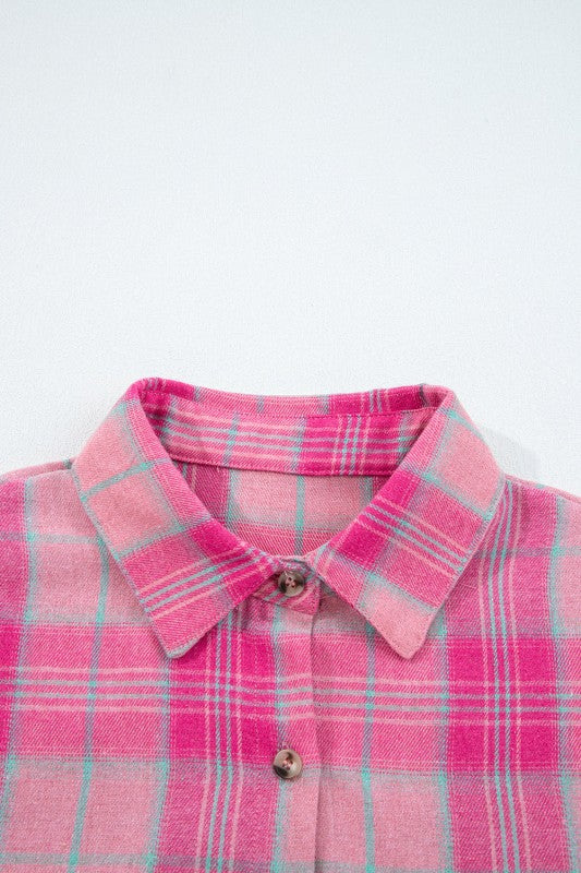 Plaid Button-Up Long Sleeve Pocketed Shirt