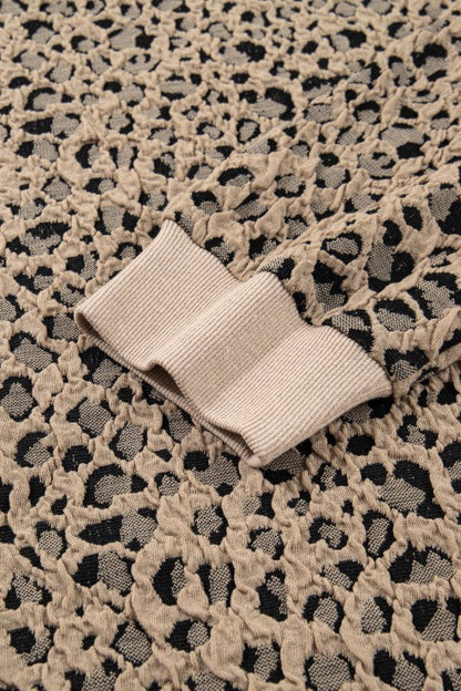 Plus Size Leopard Textured Long Sleeve Top