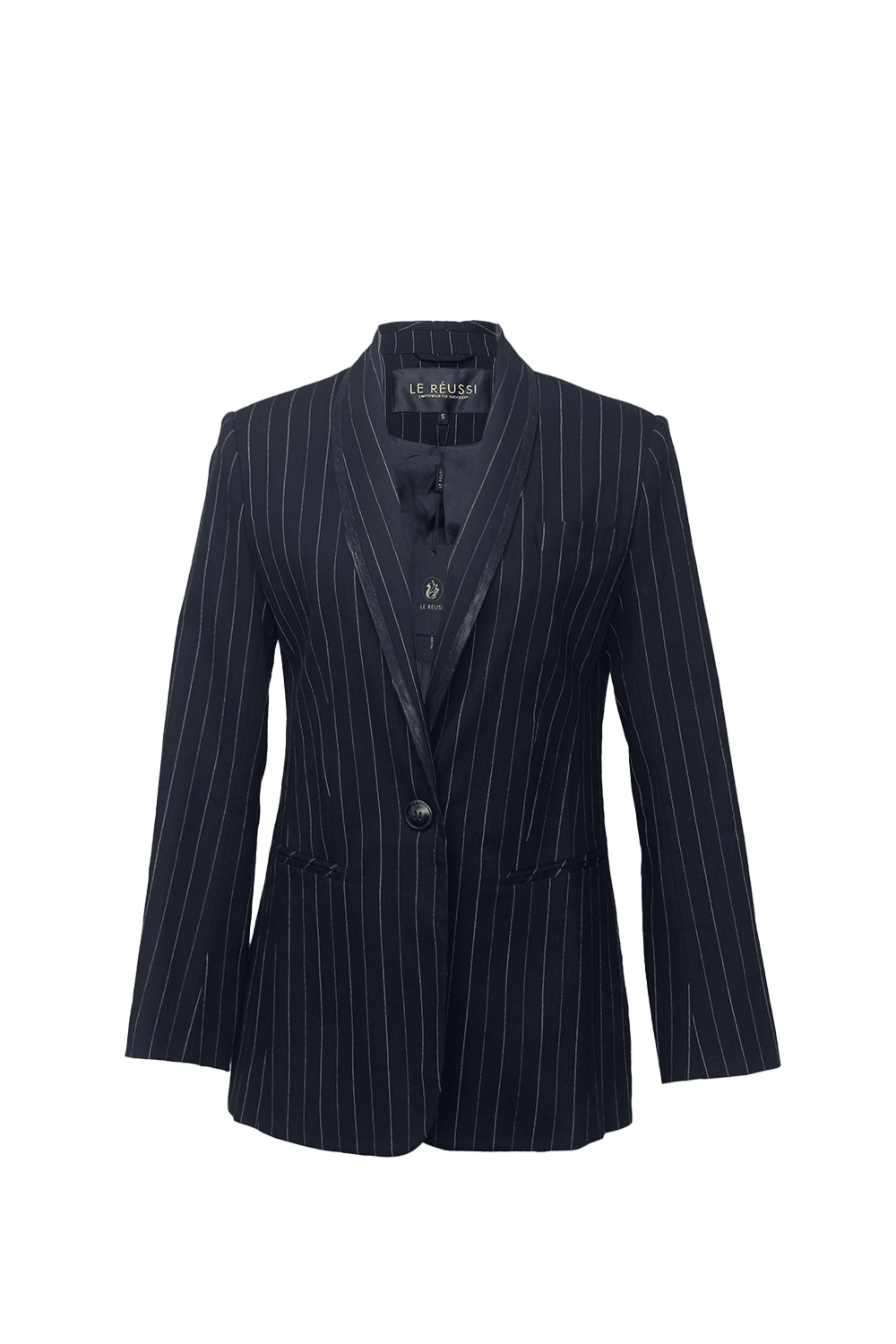 Black Pinstripes Blazer – Women’s Tailored Office Jacket