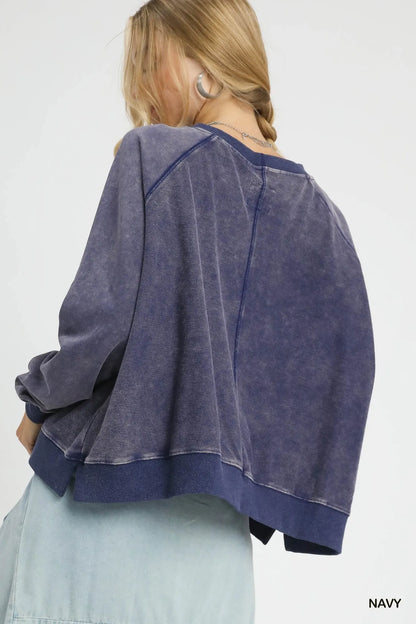 Umgee Mineral Wash French Terry Sweatshirt