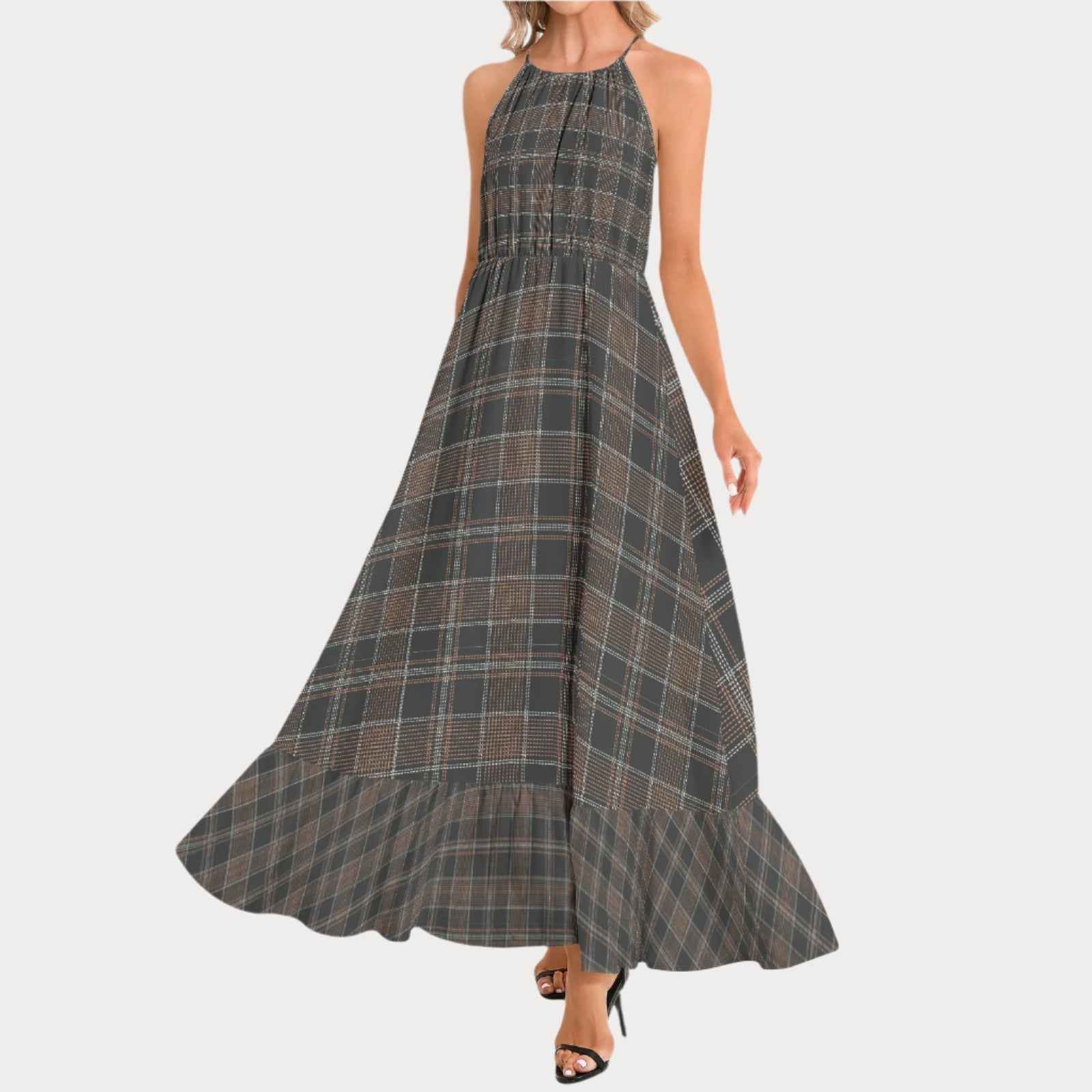 Brooklyn Republic™ Truffle Butter Hem Halter Neck Maxi Dress