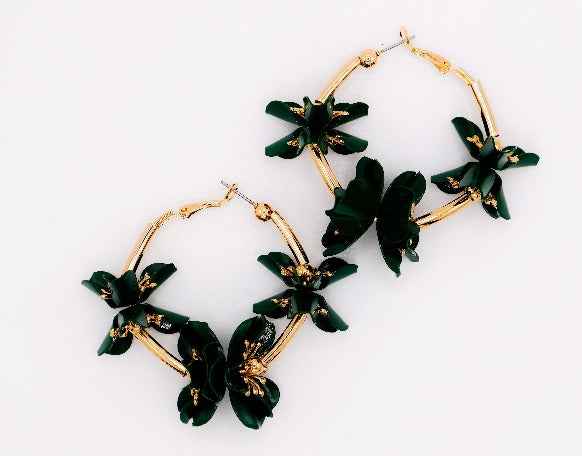 Floral Luxe Hoops – Gold Flower Hoop Earrings