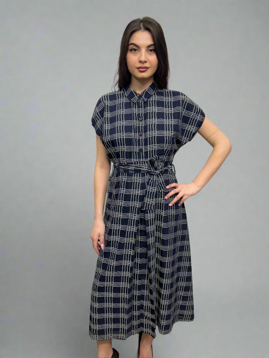 Navy Plaid Dress