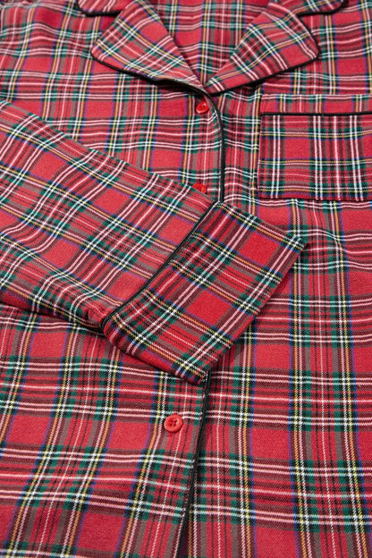 Plus Size Christmas Plaid Shirt and Pants Set