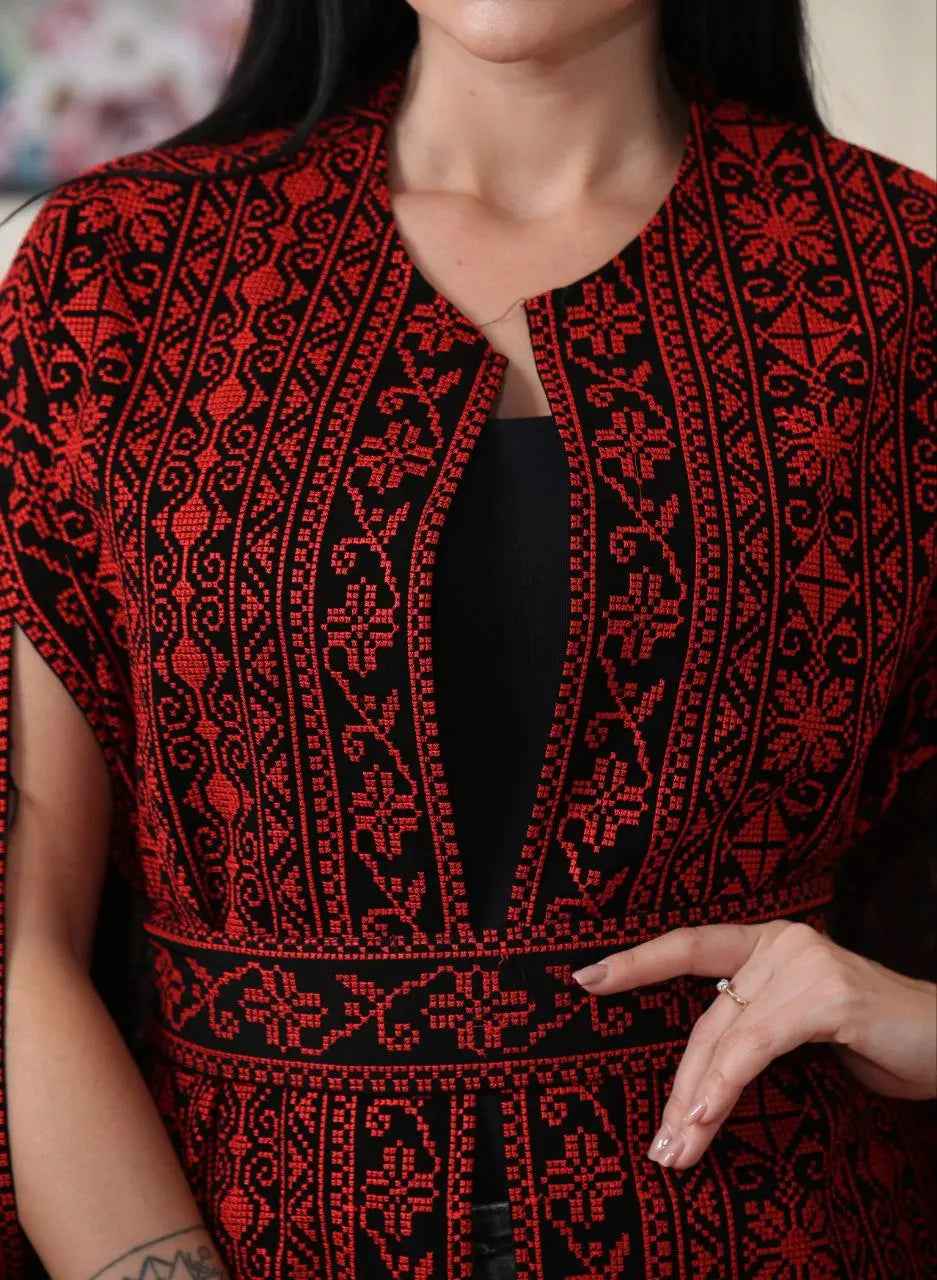 Elegant Heritage Embroidered Cape - Timeless Style & Comfort