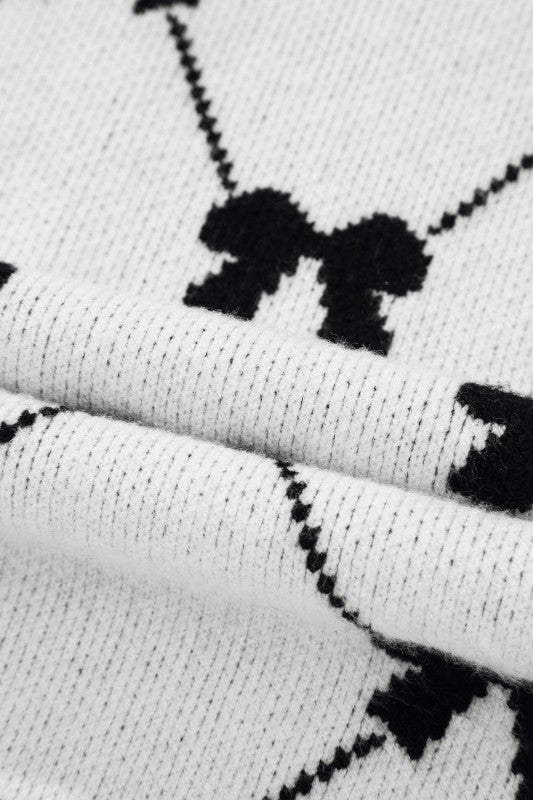 Bow Colorblock Quarter-Zip Collared Sweater