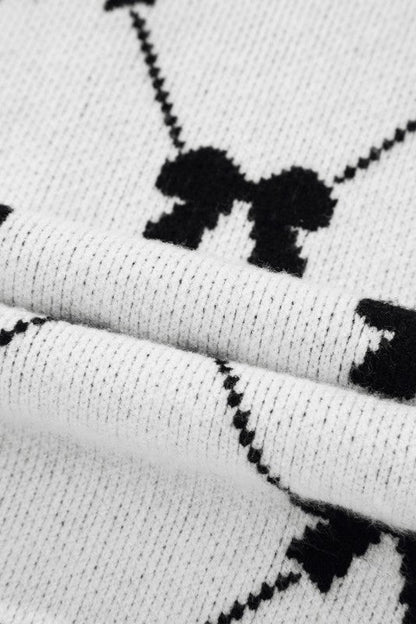 Bow Colorblock Quarter-Zip Collared Sweater