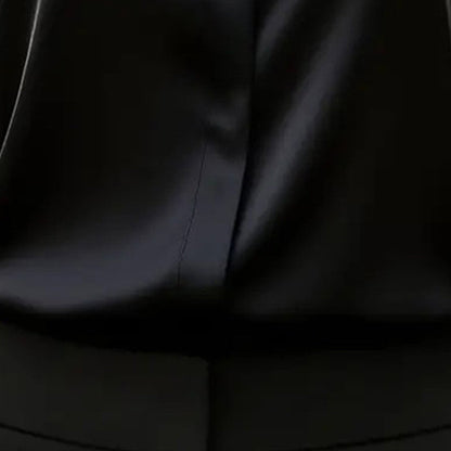 Loose Fit Satin Blouse — V-Neck Long Sleeve Tunic Top for Office & Casual Wear