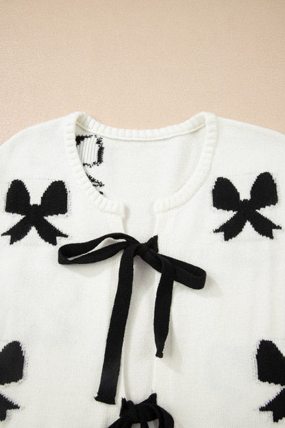Bow Lace-up Sweater Cardigan