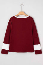 Floral Patch Long Sleeve Crewneck Top