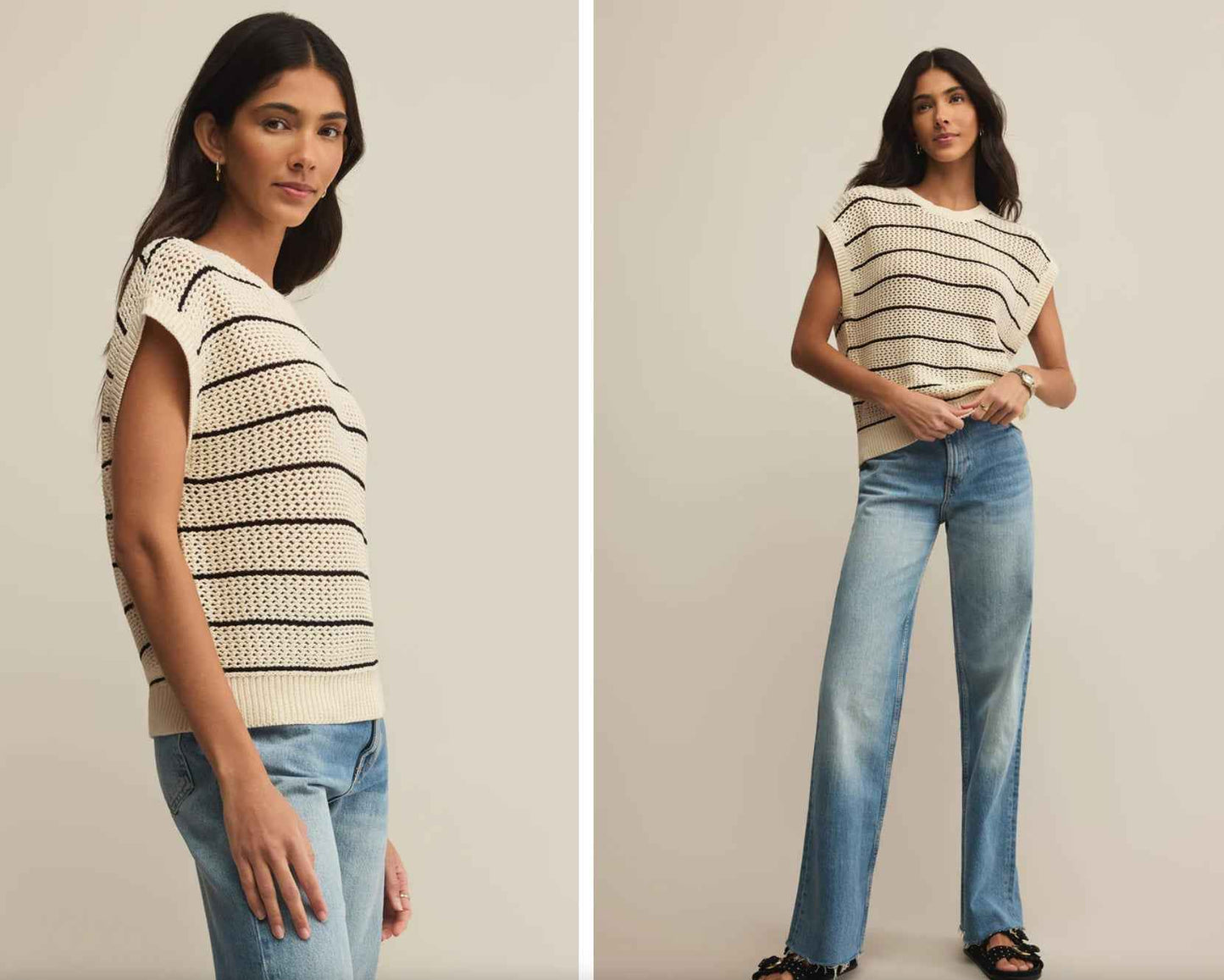 Z supply INES STRIPED CROCHET SWEATER TOP