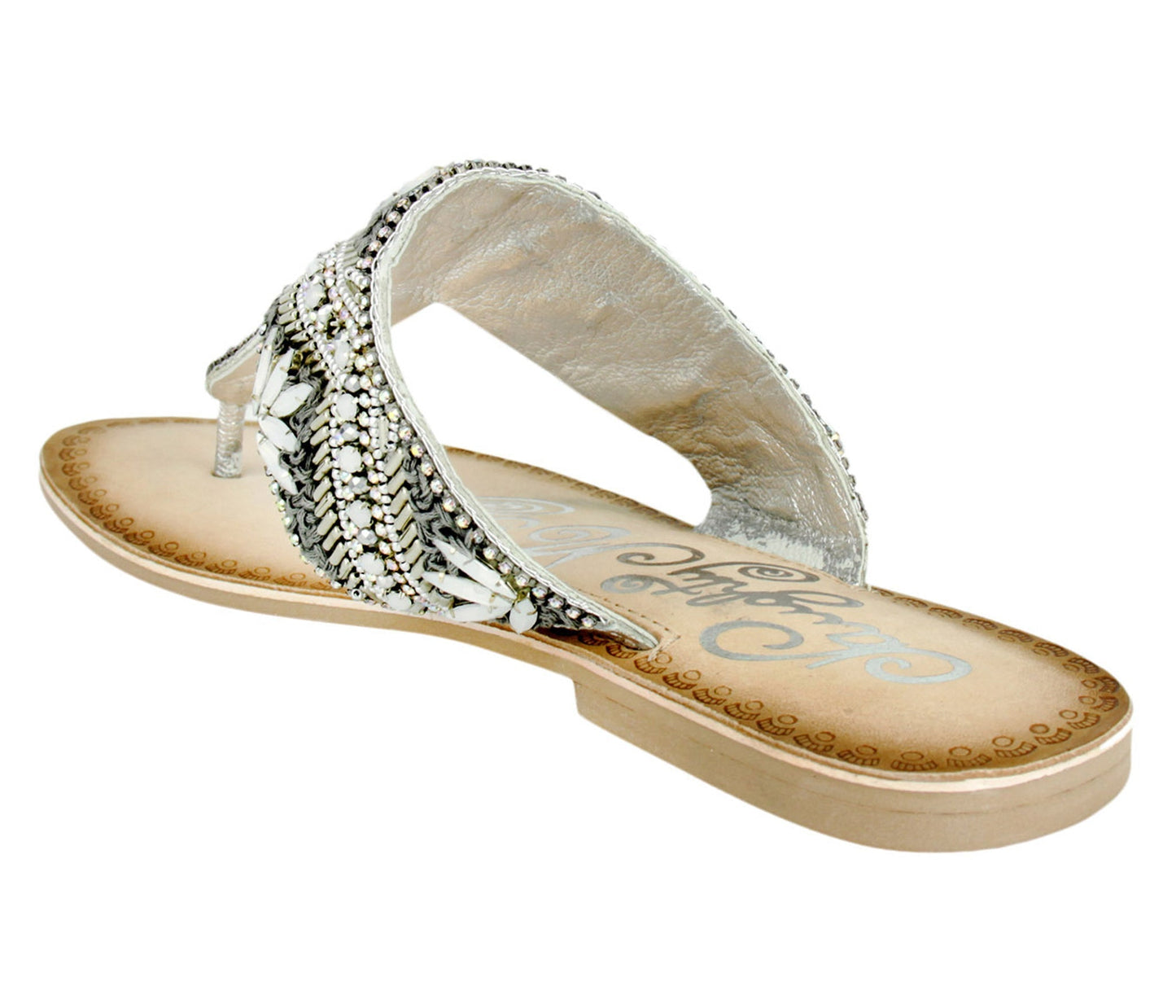 Amare Beaded Sandals in Silver