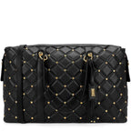Diamond Quilted Vegan Leather Weekender Tote Bag