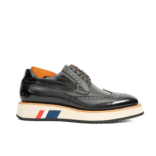 Black Brogues with Colorful Striped Sole