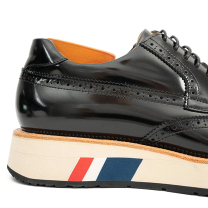 Black Brogues with Colorful Striped Sole