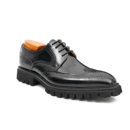 Black derby brogue shoes