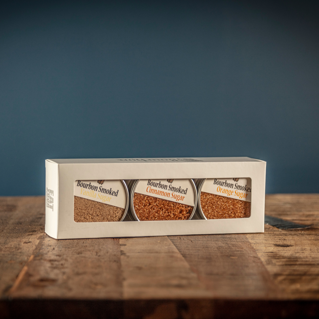 Bourbon Smoked Sugars Trio - Orange, Vanilla, Cinnamon - Lolomo!