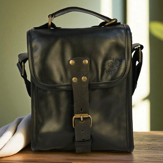 Bovine Leather Small Satchel Bag - Black