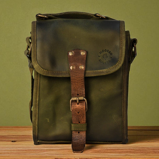 Bovine Leather Small Satchel Bag - Olive
